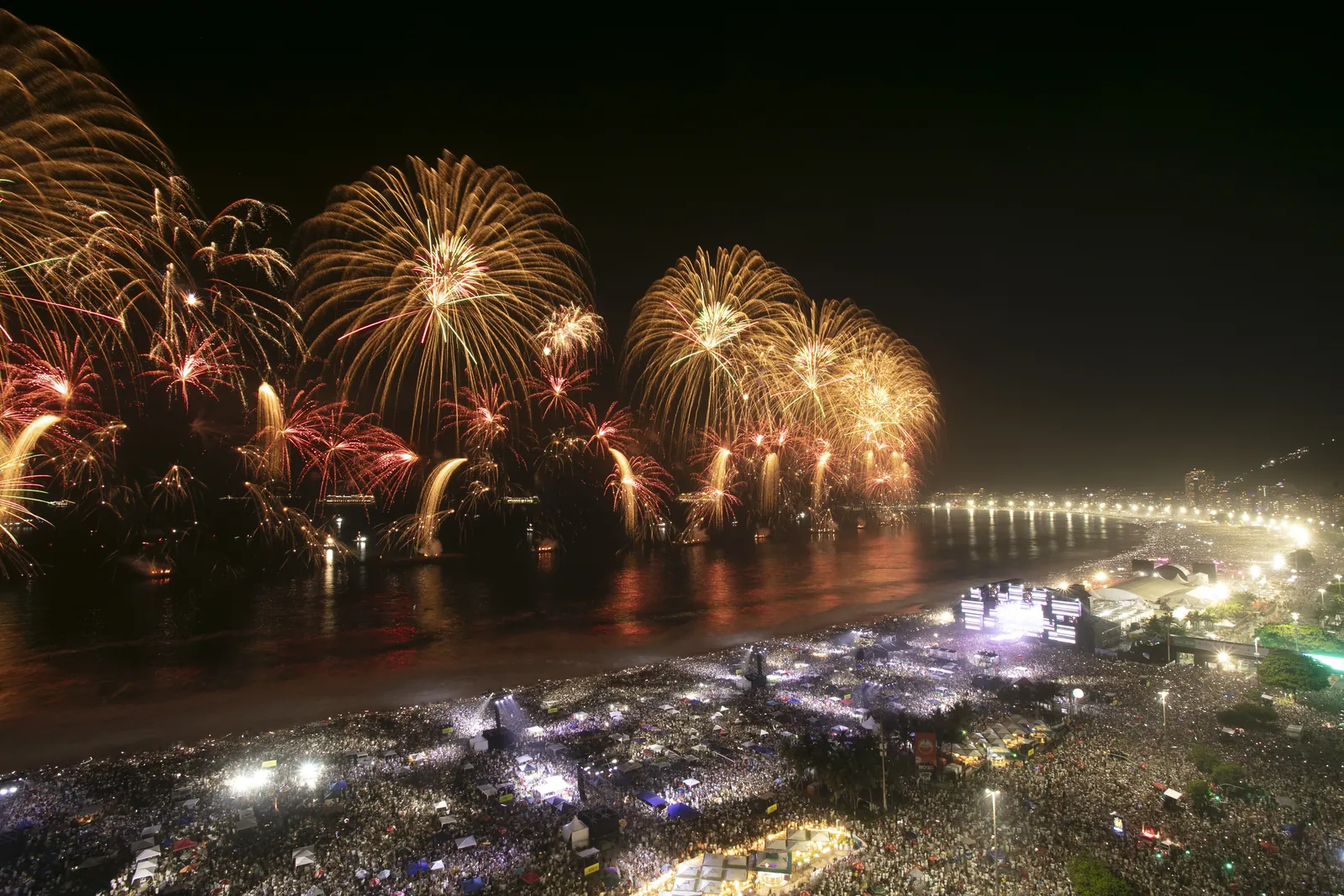 New Year's Eve fireworks over Copacabana beach